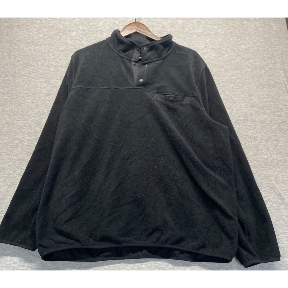 32 Degrees Heat Fleece Sweatshirt Mens 2XL Black Mock Neck Quarter Snap Winter